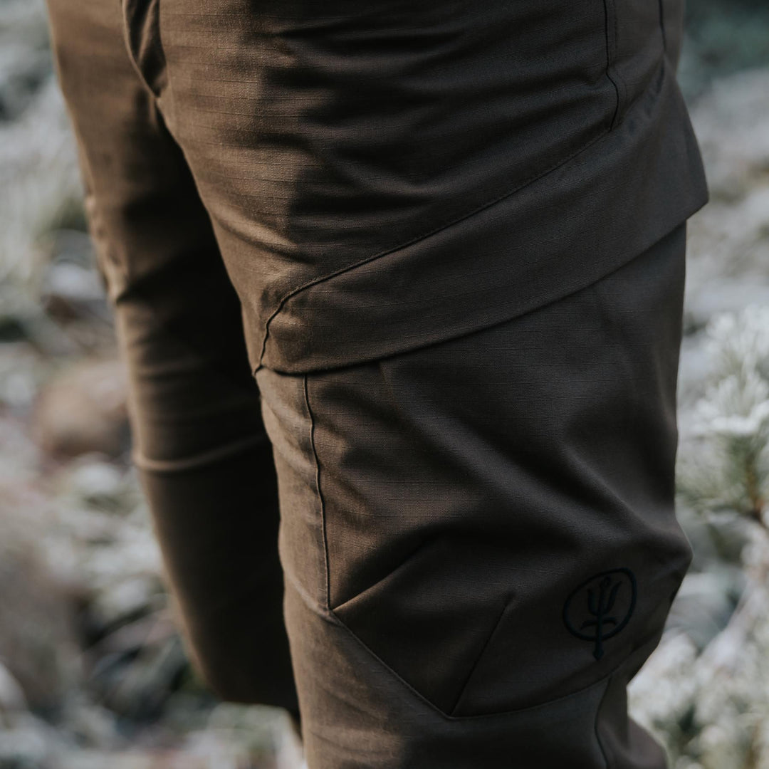 Foxy Waxed Cotton Trousers In Khaki Green | ThruDark